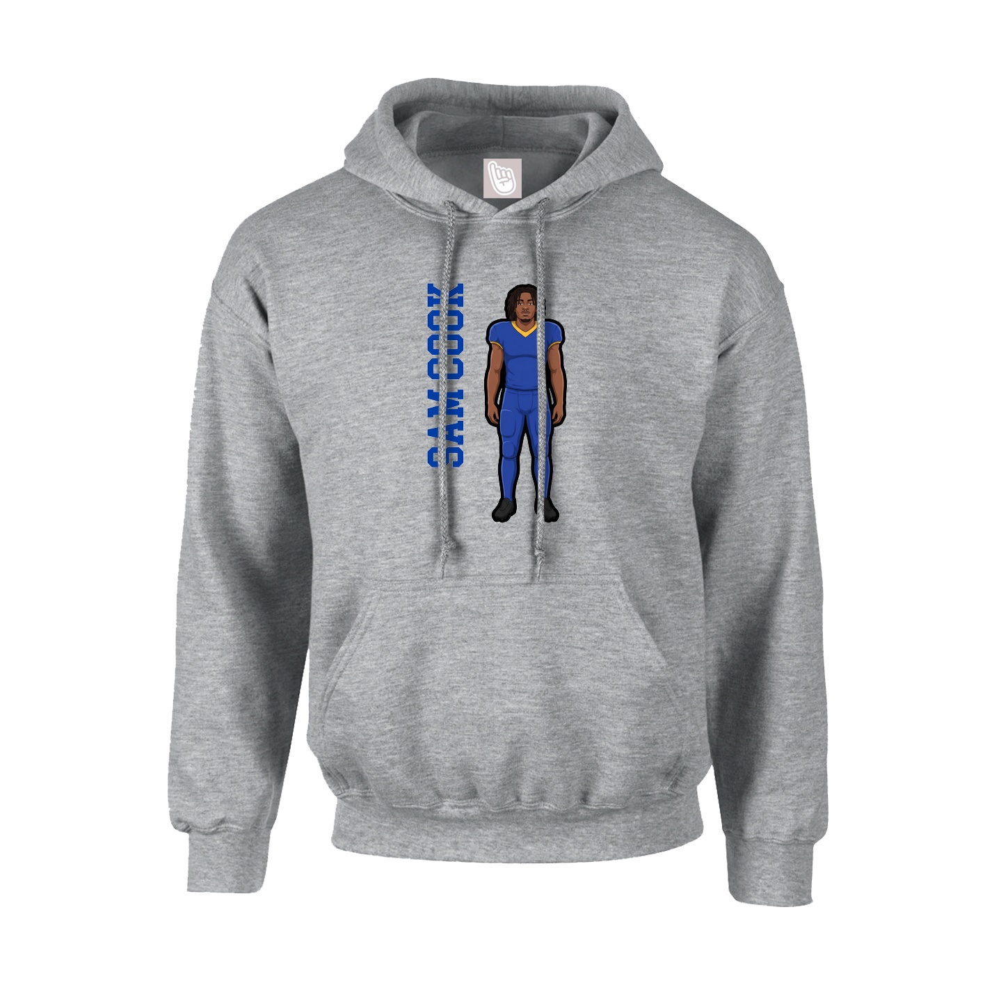 Youth Hoodie — Name Vertical in Grey