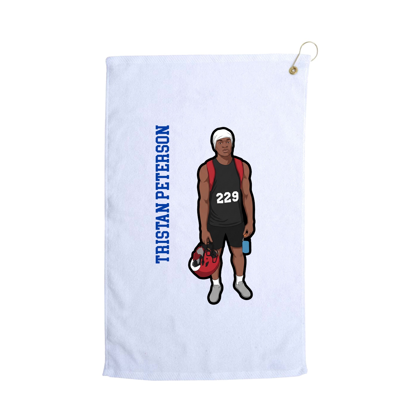 Golf Towel — Name Vertical in White