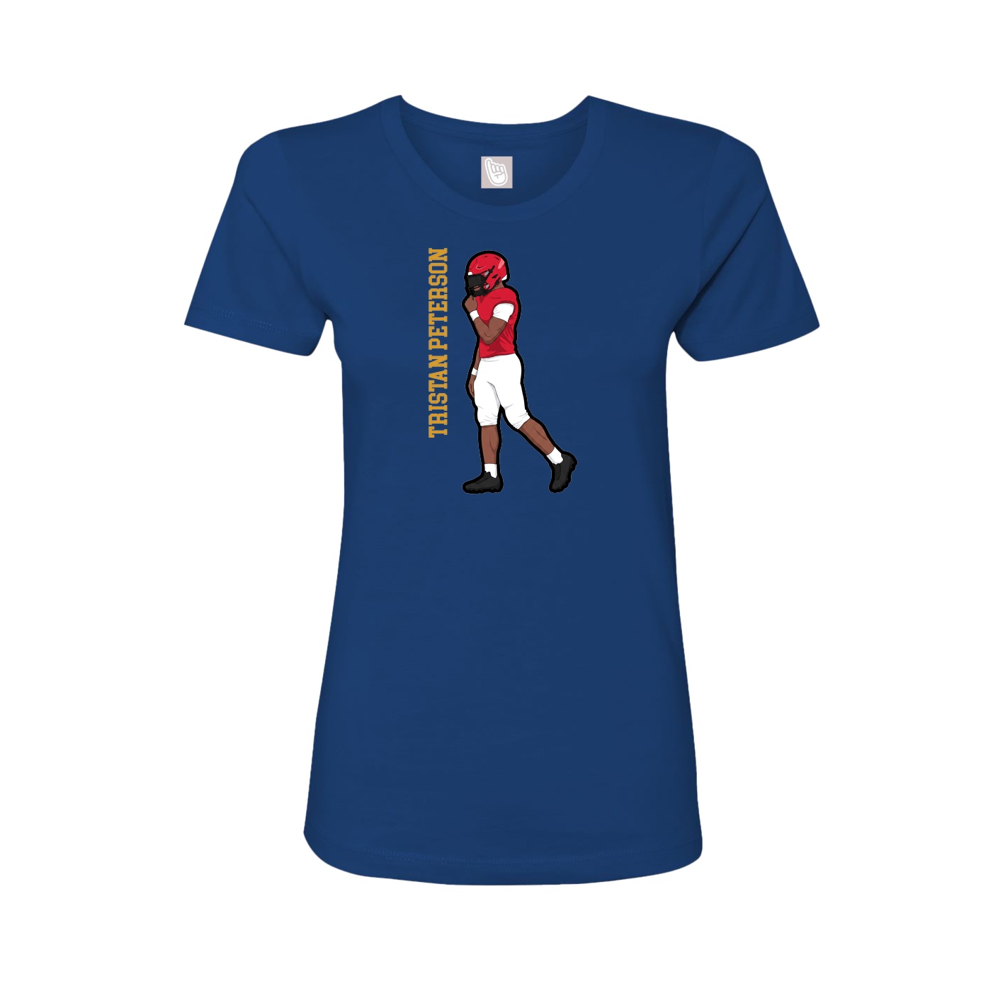 Fitted Women's Tee — Name Vertical in Royal