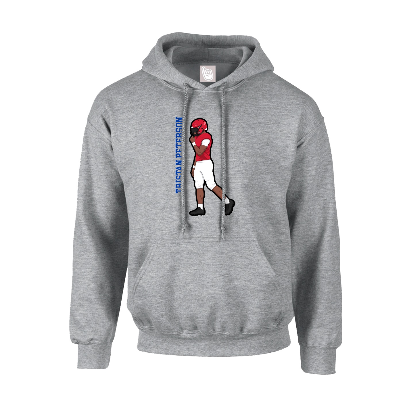 Hoodie — Name Vertical in Grey