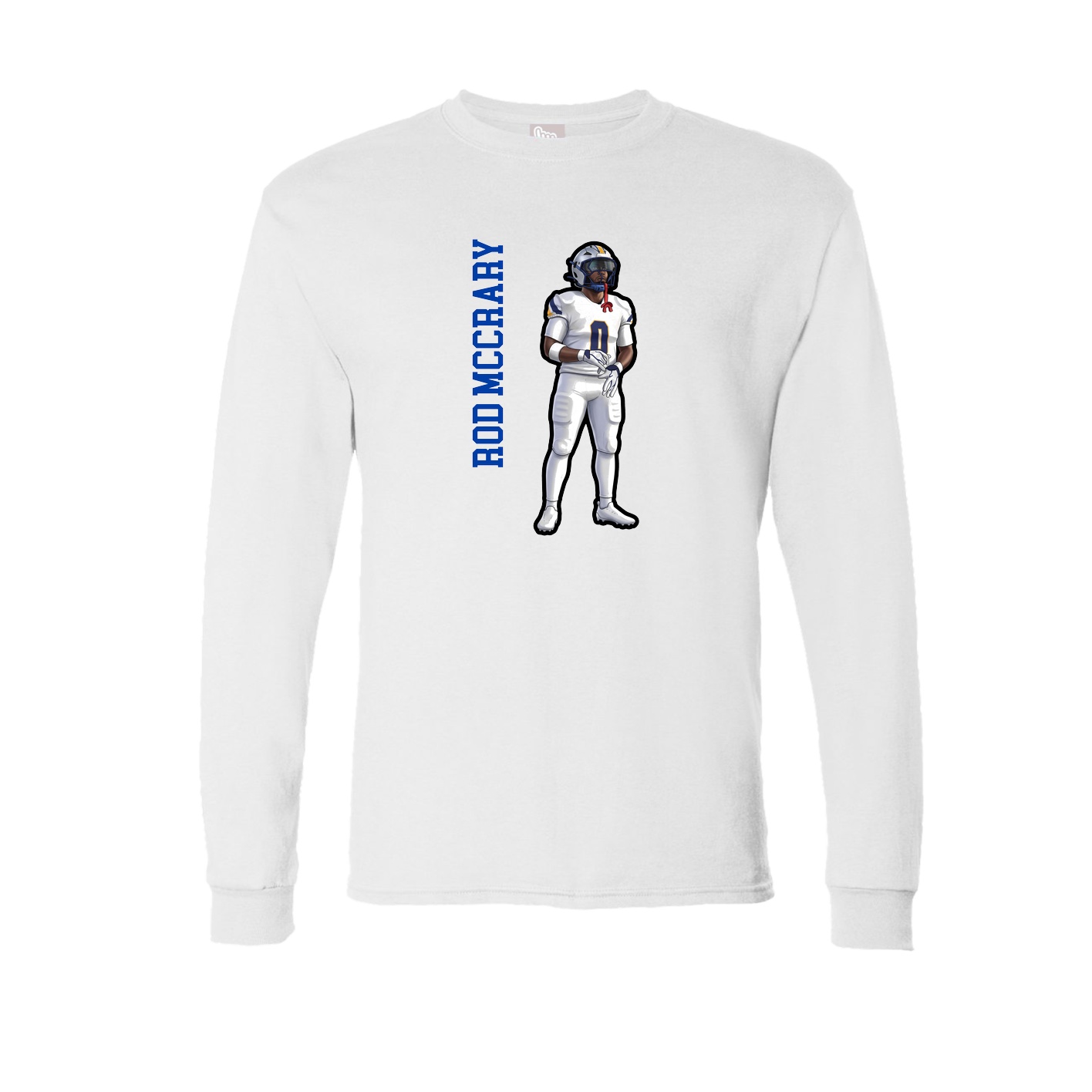 Long Sleeve Tee — Name Vertical in White