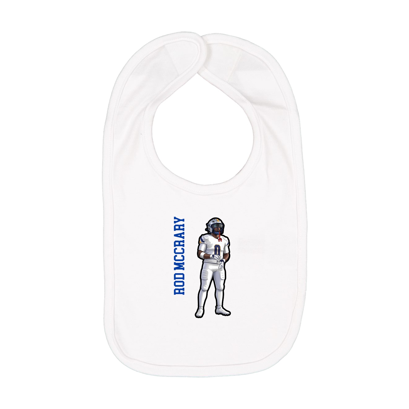 Infant Bib — Name Vertical in White
