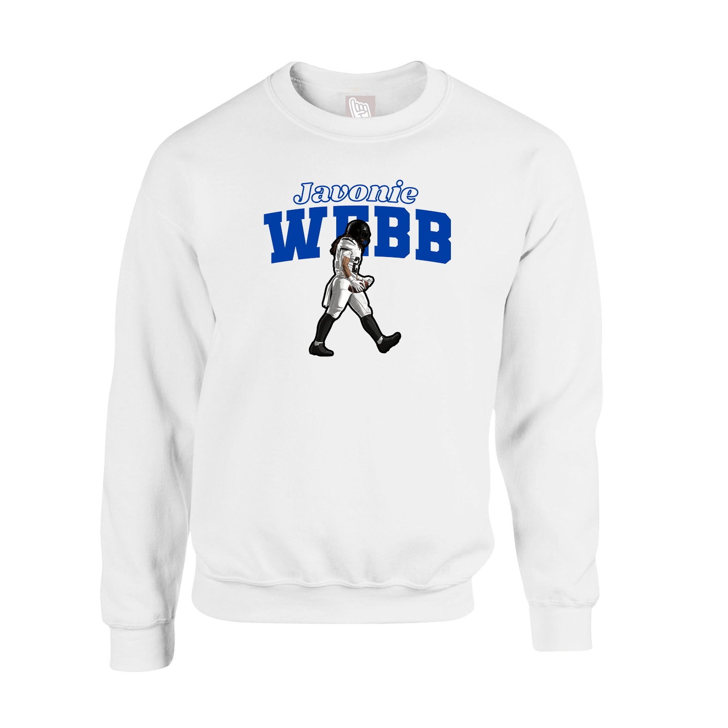 Fleece Crew — Name Arch in White