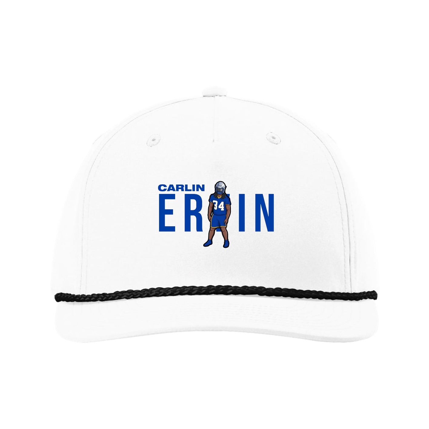 Five-Panel Classic Rope Cap — Player Name in White
