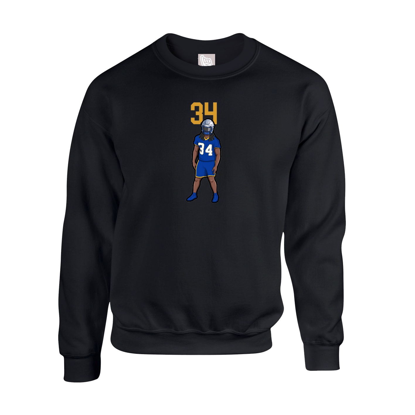 Fleece Crew — Number Top in Black