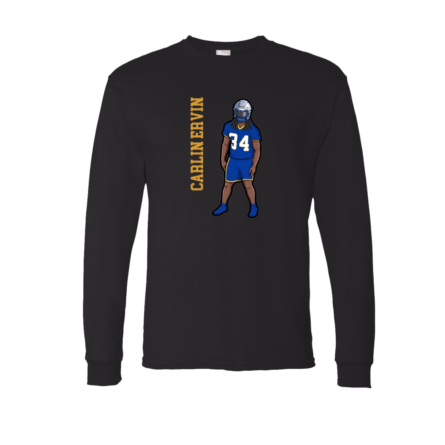 Long Sleeve Tee — Name Vertical in Black