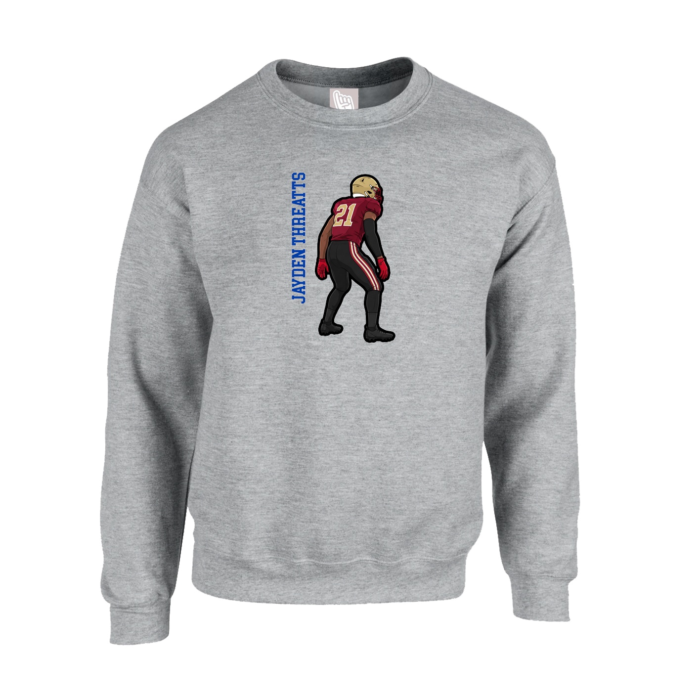 Fleece Crew — Name Vertical in Grey
