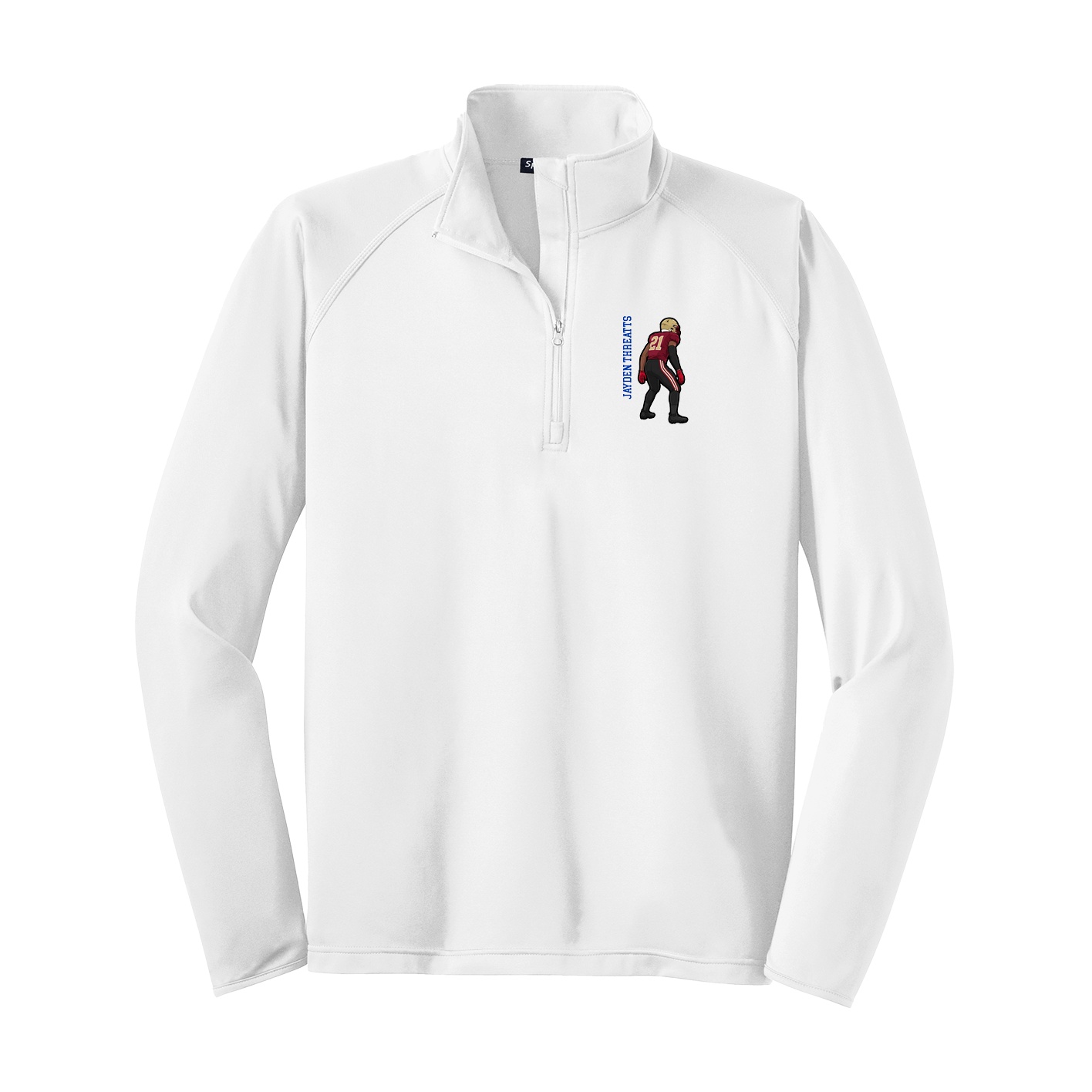 Q-Zip Pullover — Name Vertical in White