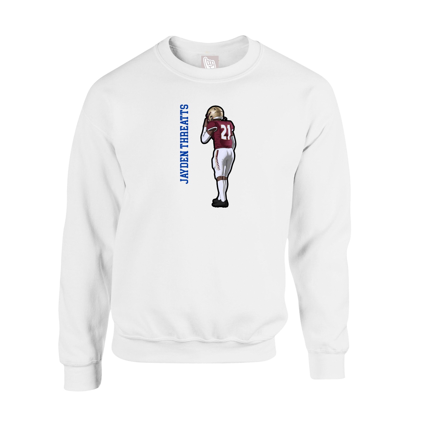 Fleece Crew — Name Vertical in White
