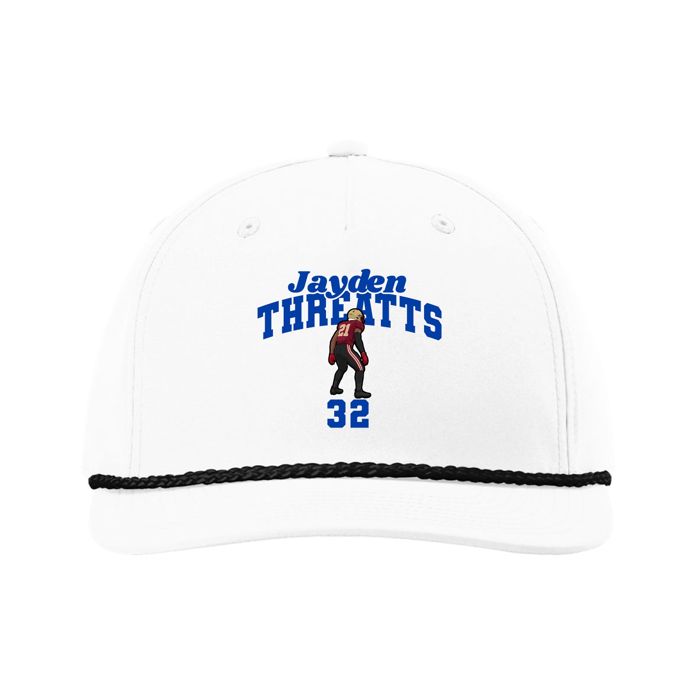 Five-Panel Classic Rope Cap — Signature Arch in White