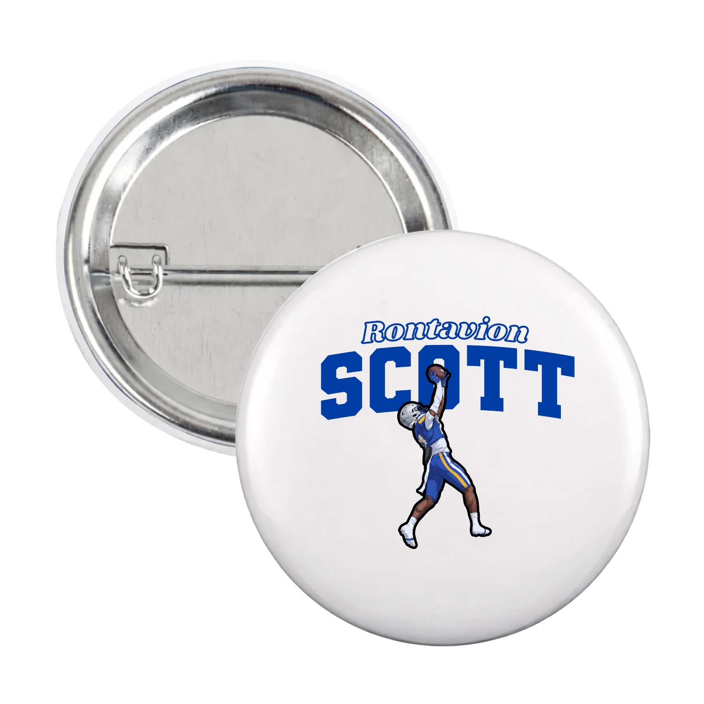 Game Day Button — Name Arch in White
