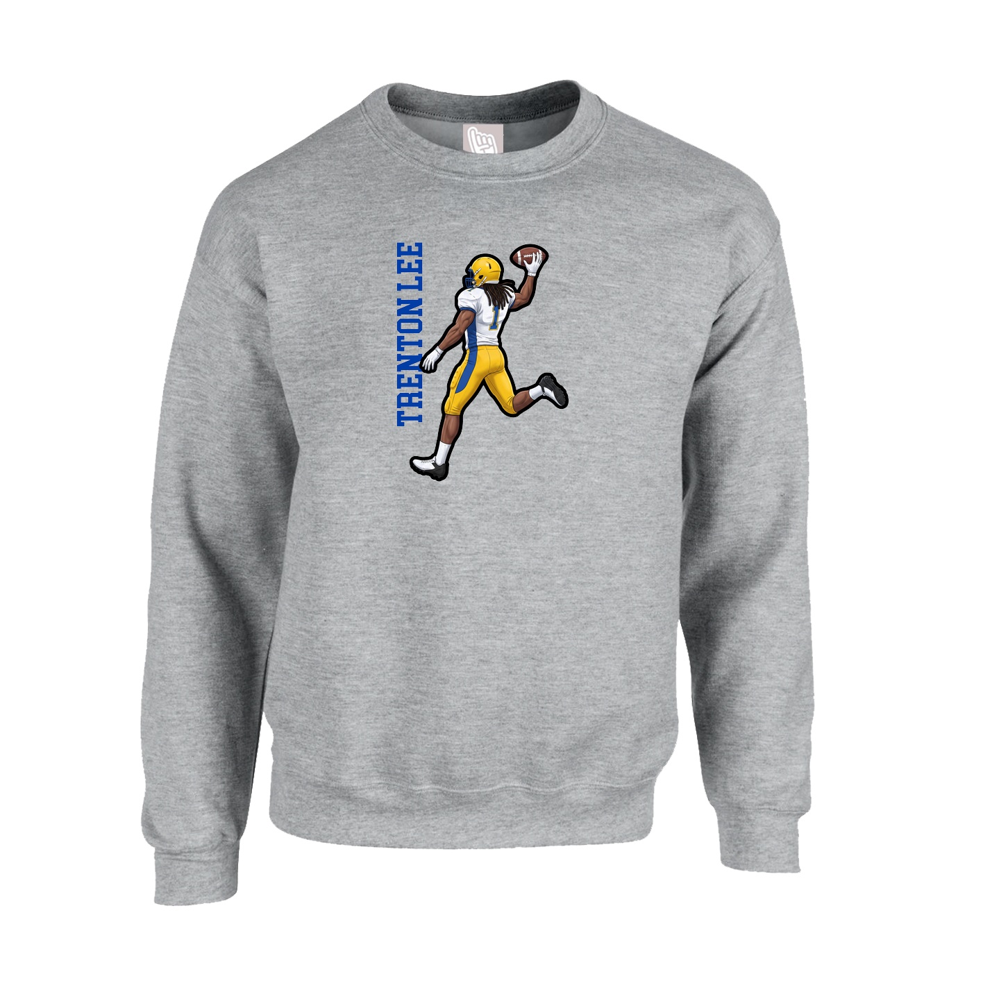 Fleece Crew — Name Vertical in Grey