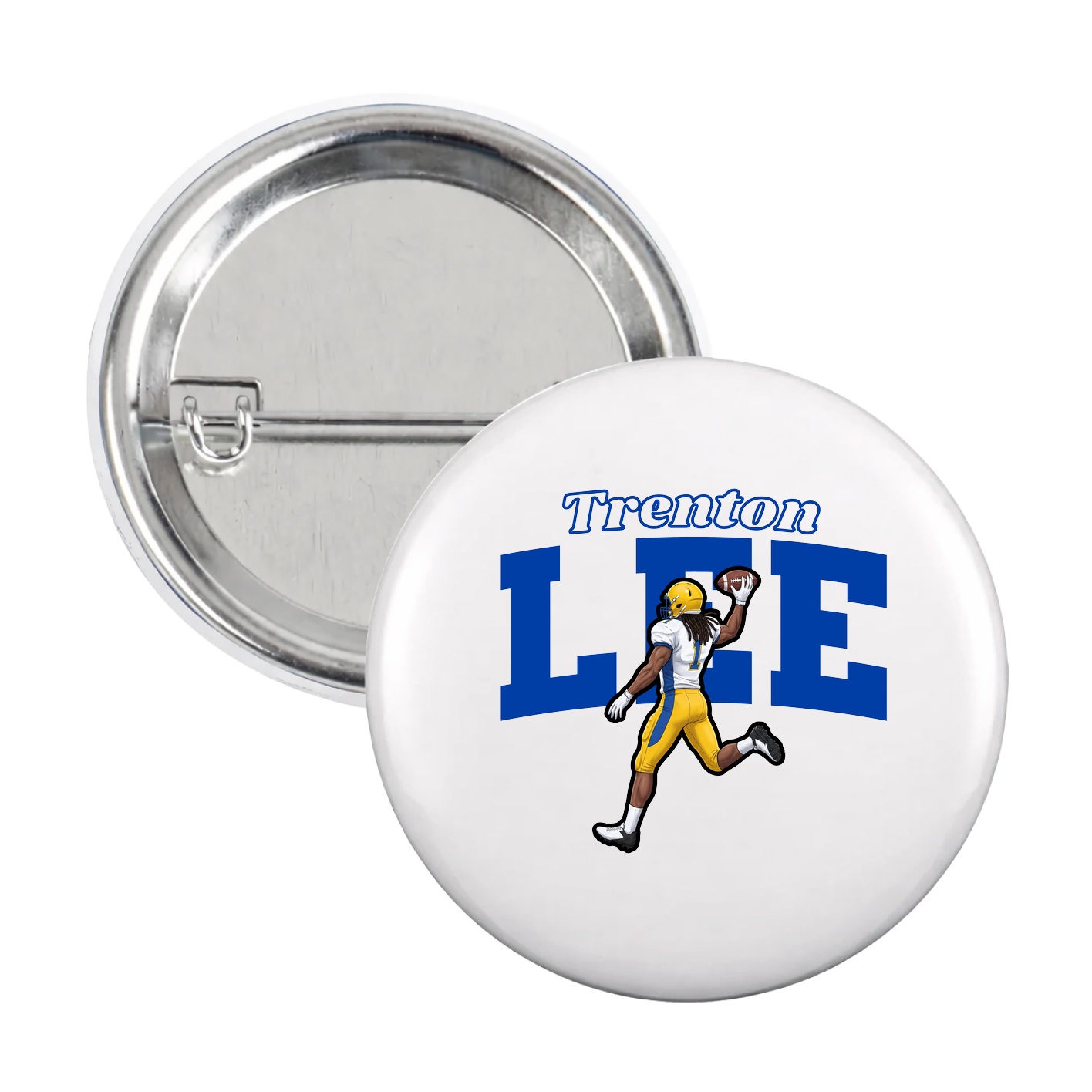 Game Day Button — Name Arch in White
