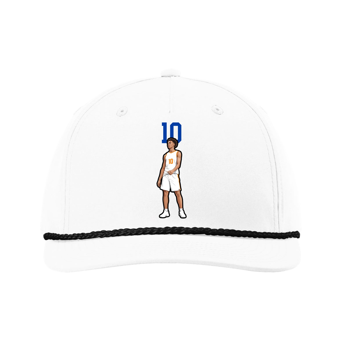 Five-Panel Classic Rope Cap — Number Top in White