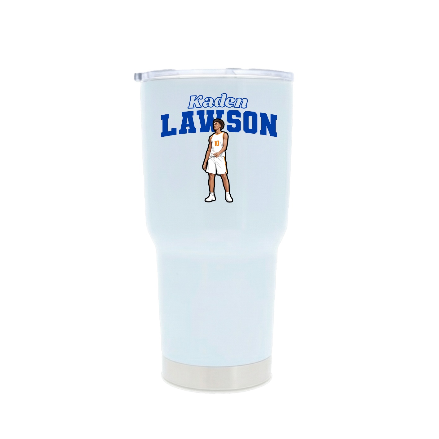 30oz Stainless Steel Tumbler — Name Arch in White