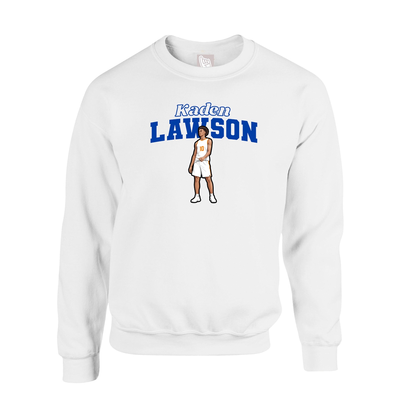 Fleece Crew — Name Arch in White