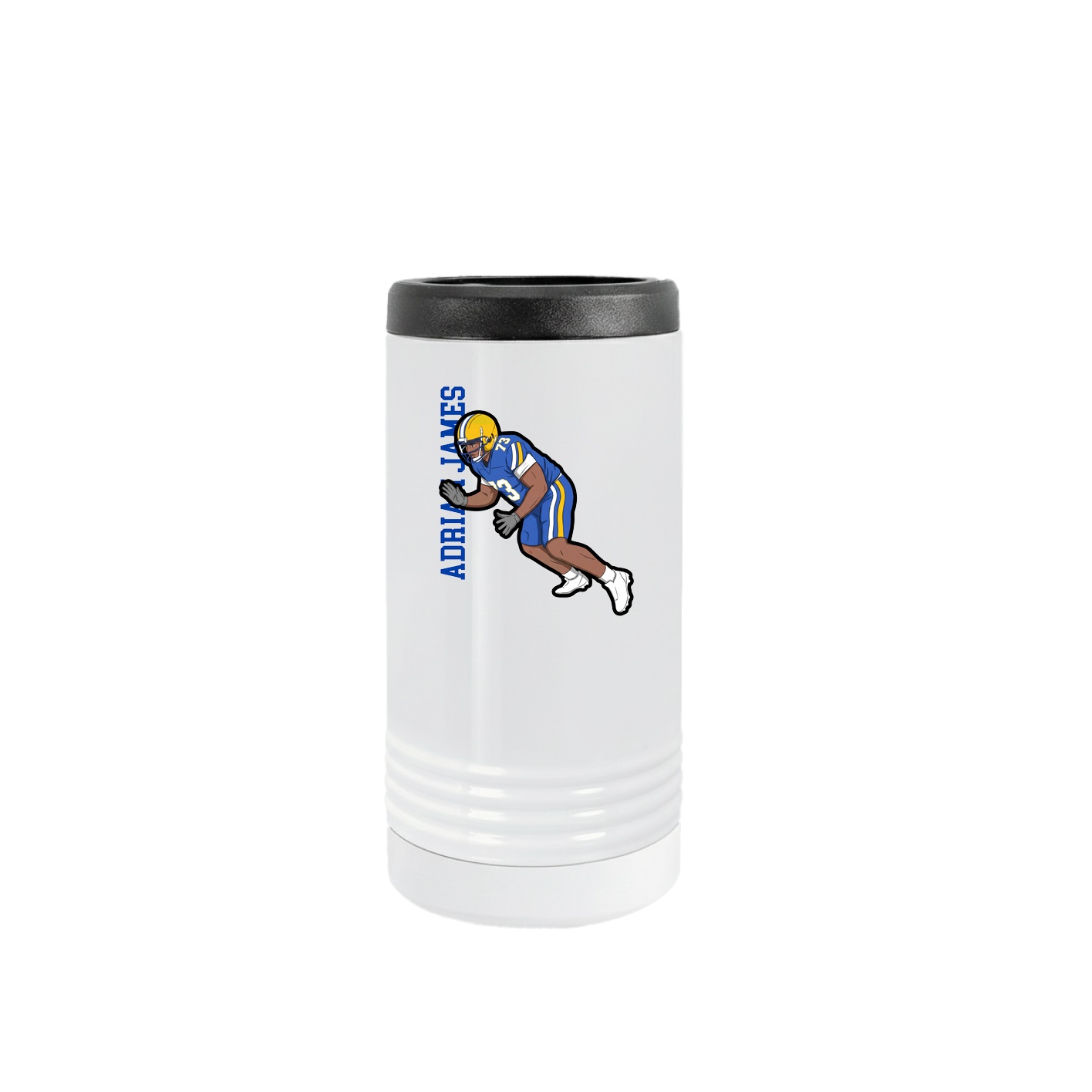 Slim Beverage Holder — Name Vertical in White