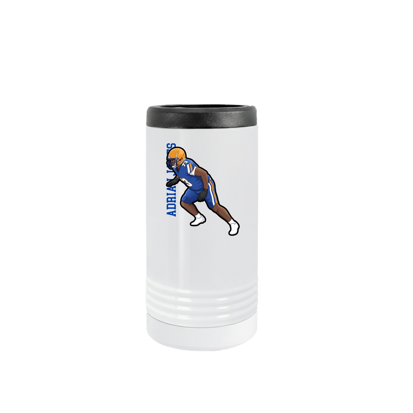 Slim Beverage Holder — Name Vertical in White