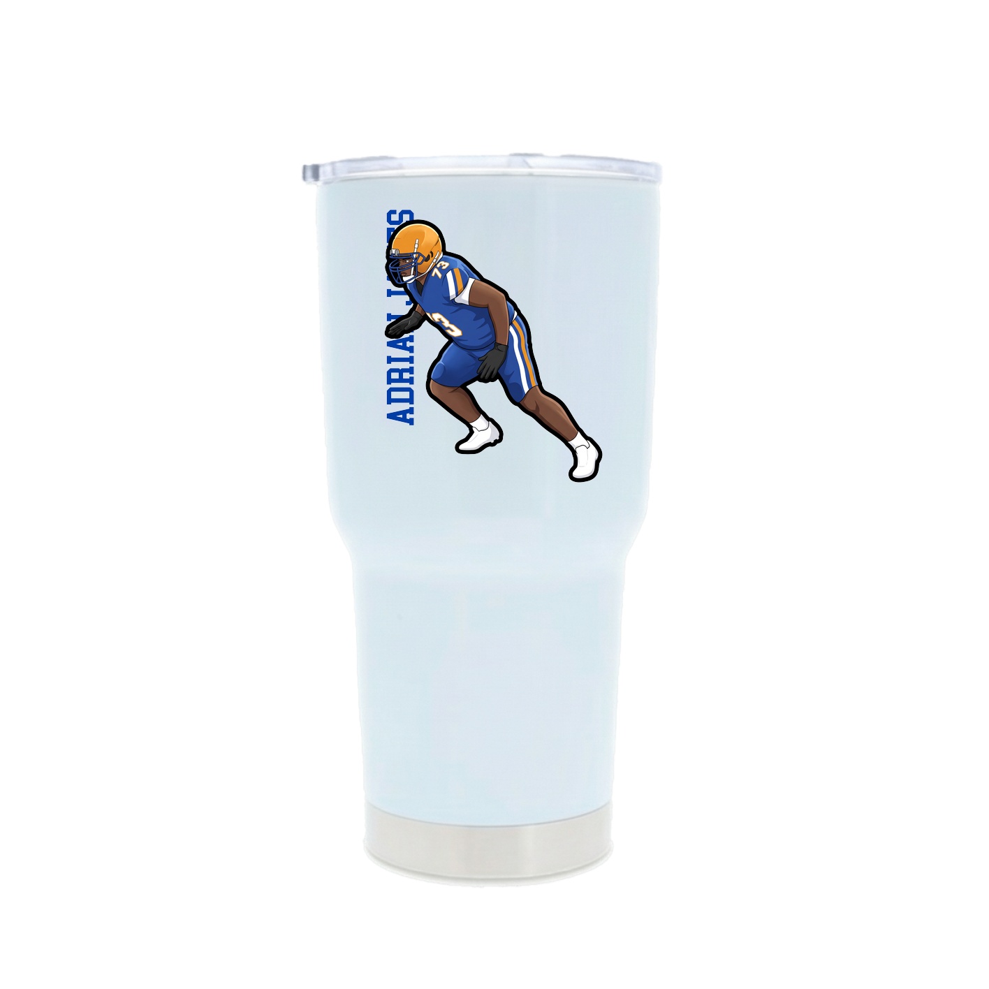 30oz Stainless Steel Tumbler — Name Vertical in White
