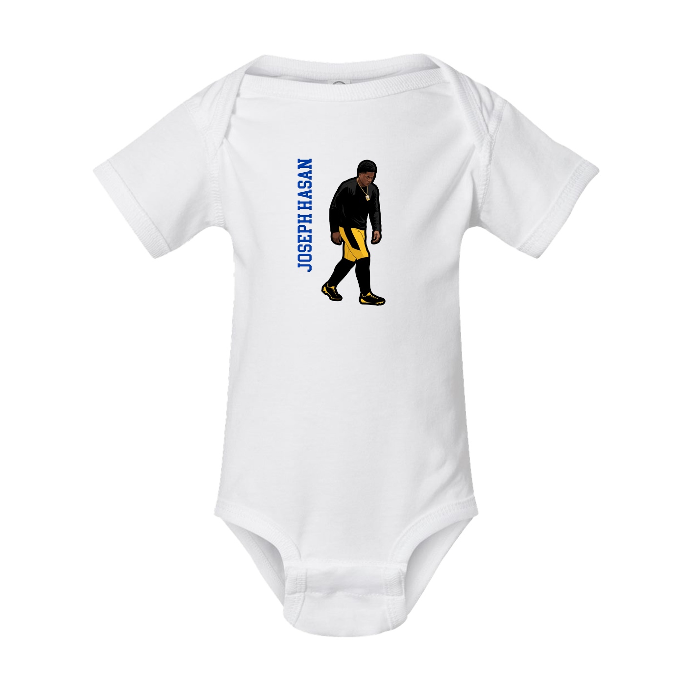 Baby Onesie — Name Vertical in White