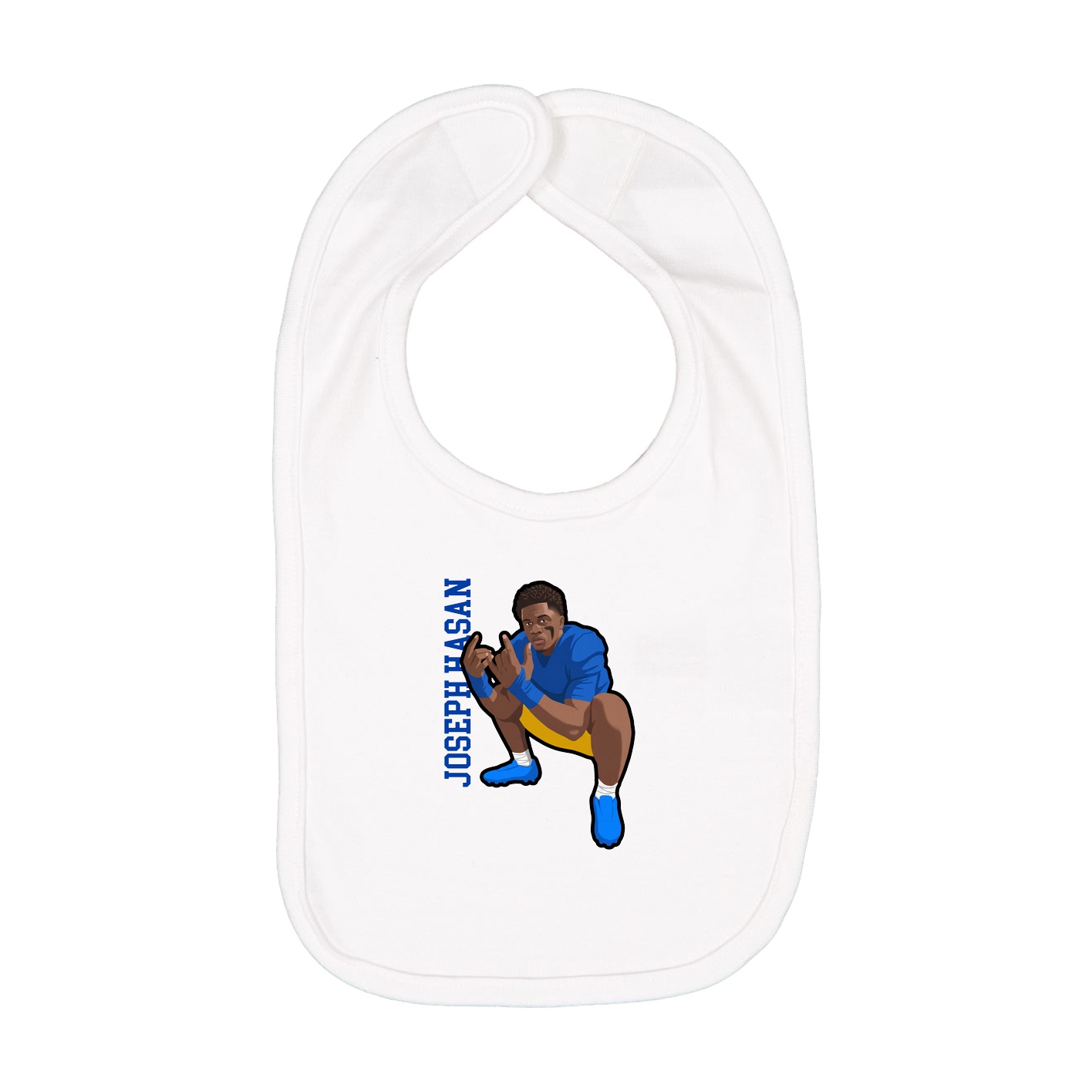 Infant Bib — Name Vertical in White
