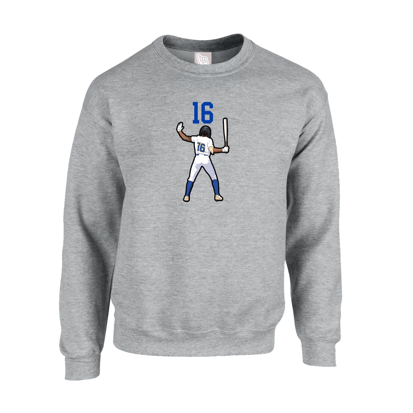 Fleece Crew — Number Top in Grey