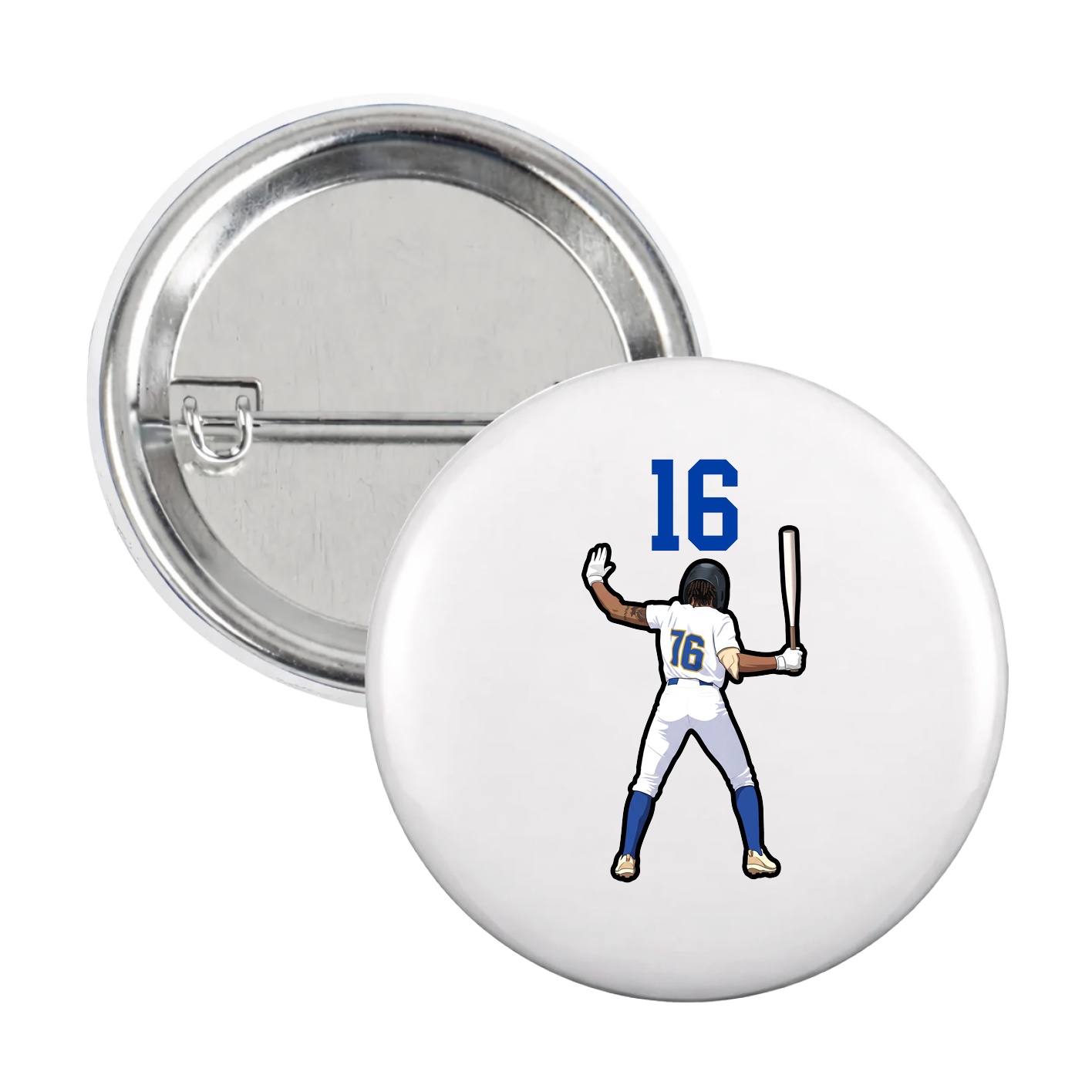 Game Day Button — Number Top in White
