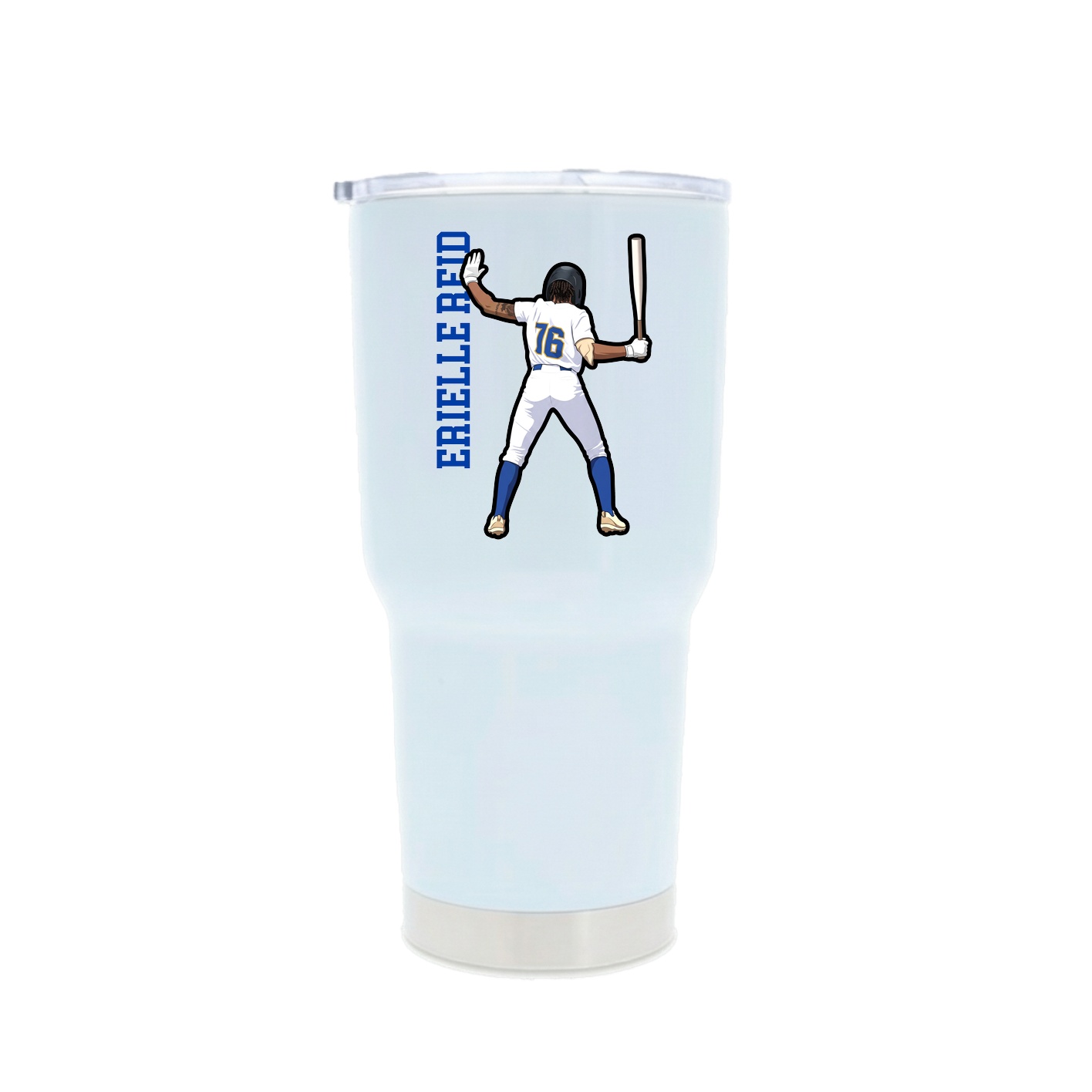 30oz Stainless Steel Tumbler — Name Vertical in White