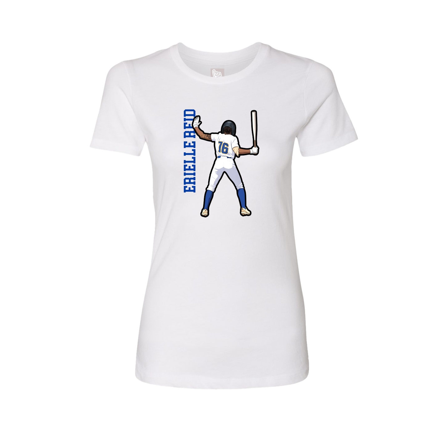 Womens Tee — Name Vertical in White