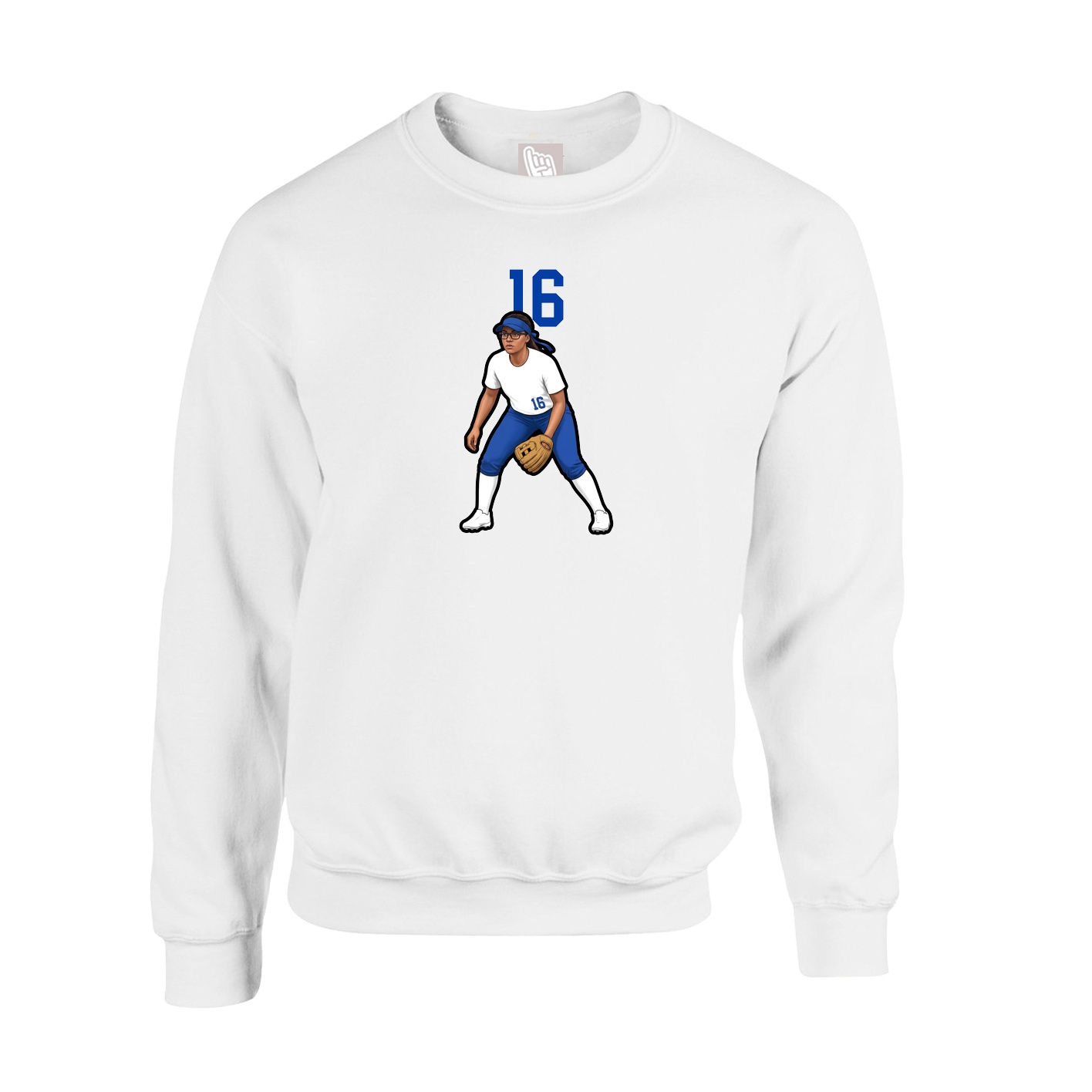 Fleece Crew — Number Top in White