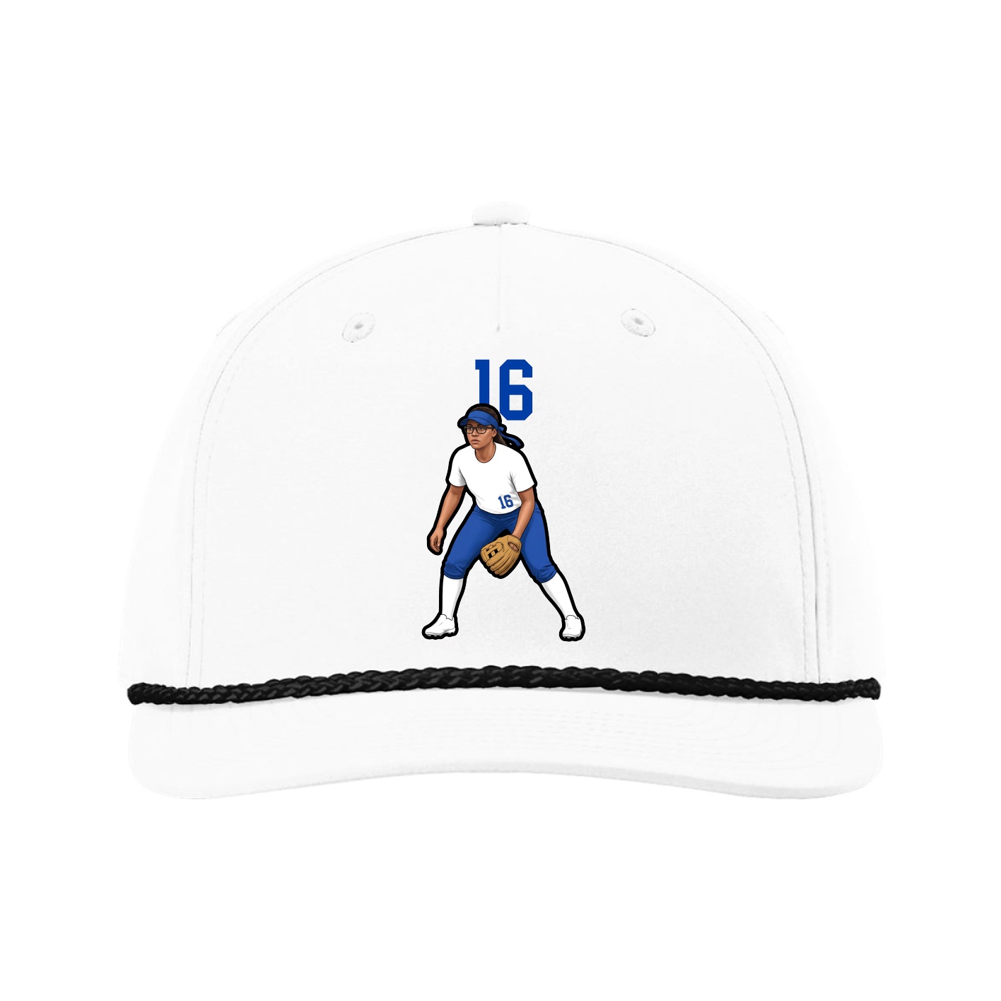 Five-Panel Classic Rope Cap — Number Top in White
