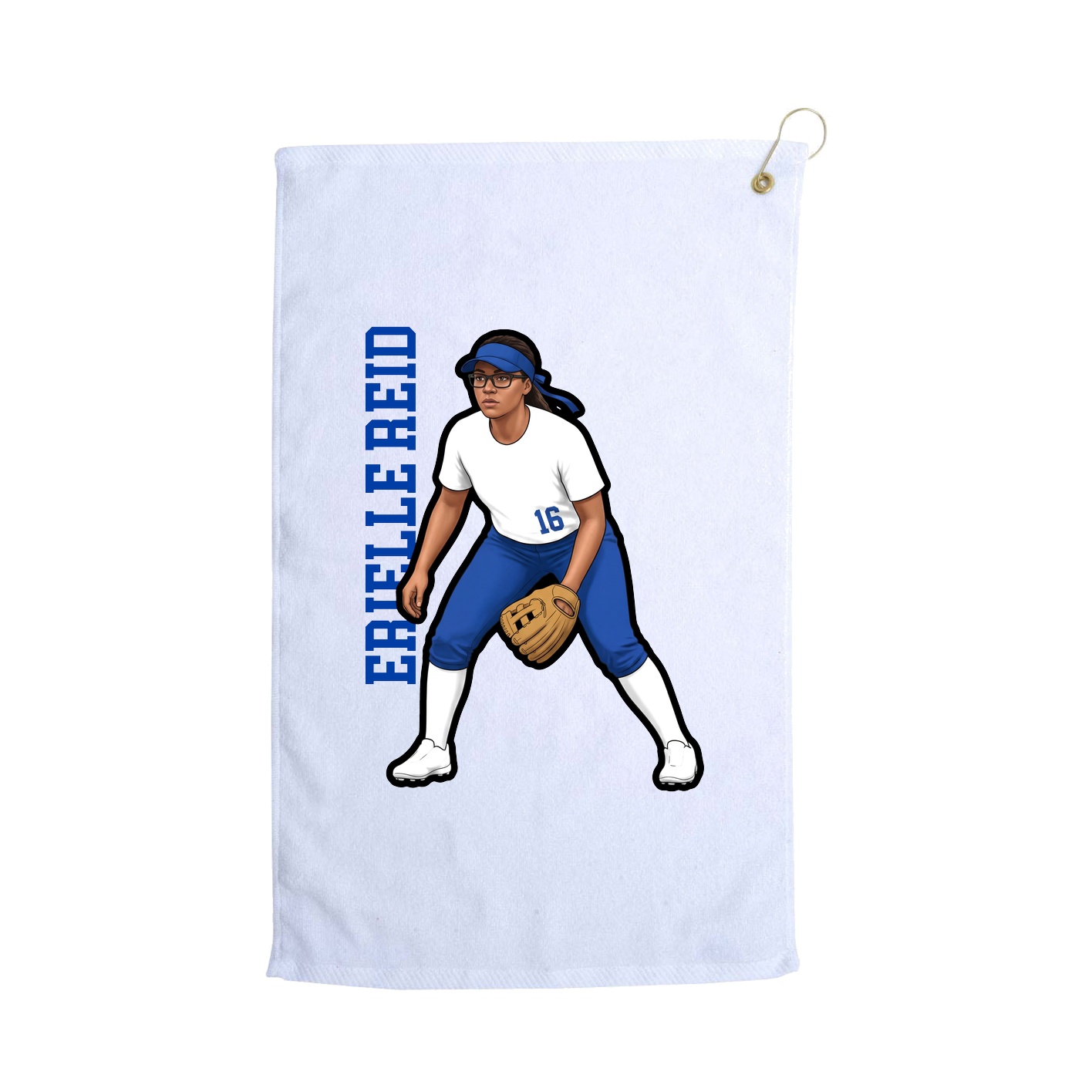 Golf Towel — Name Vertical in White