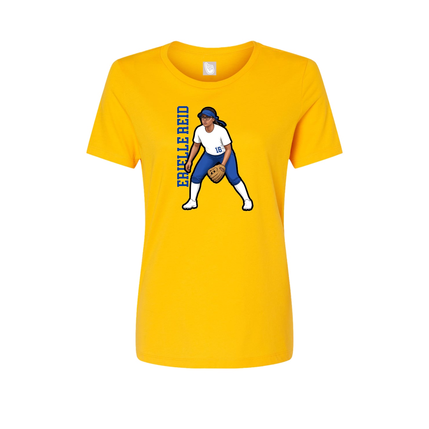 Fitted Women's Tee — Name Vertical in Gold
