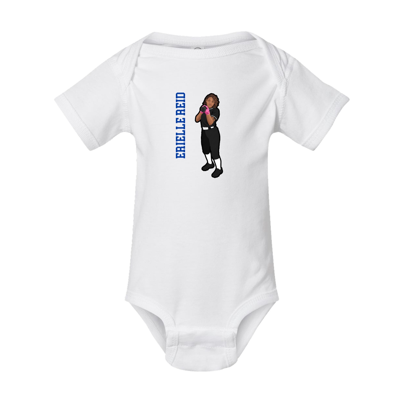 Baby Onesie — Name Vertical in White