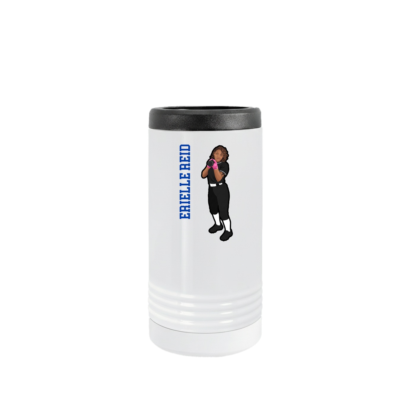 Slim Beverage Holder — Name Vertical in White