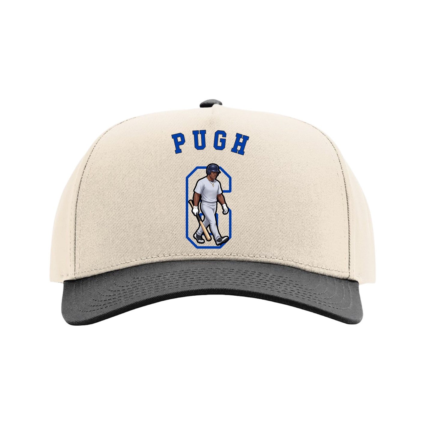 Full Fabric Five-Panel Champ Cap — Shirsey Arch in Cream/Black