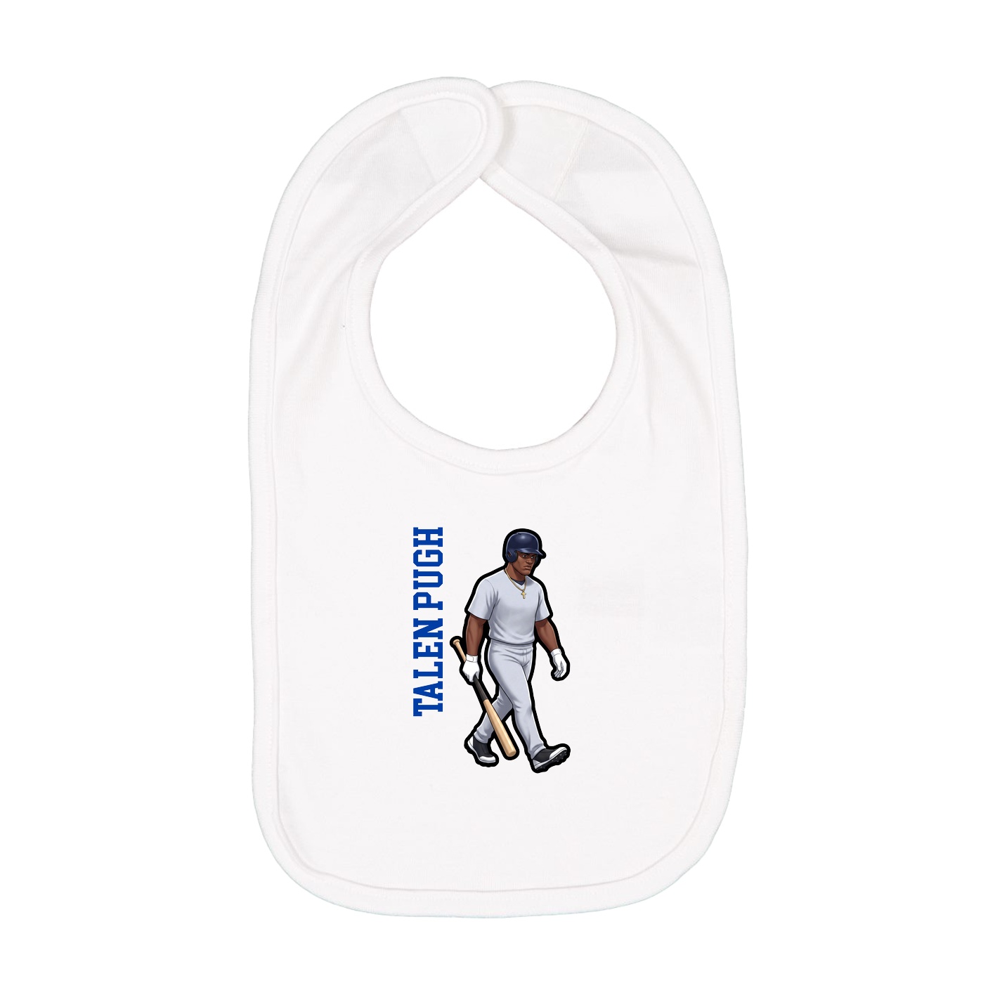Infant Bib — Name Vertical in White