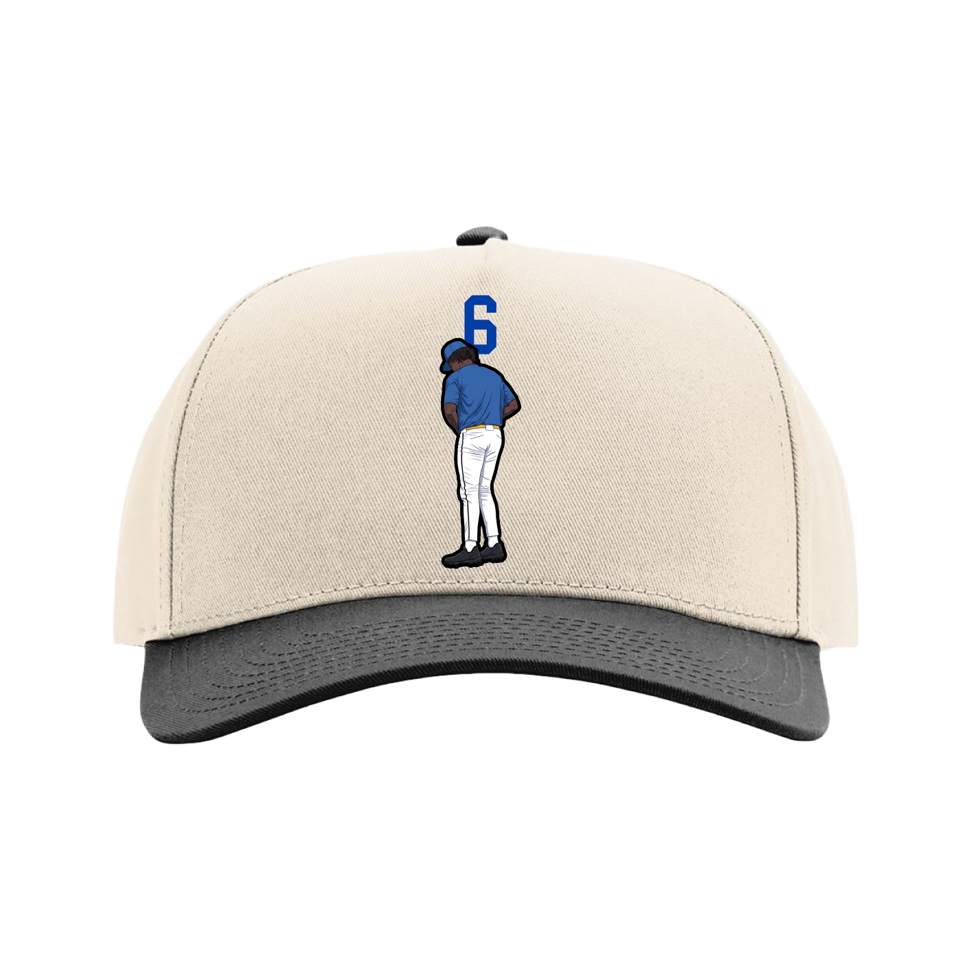 Full Fabric Five-Panel Champ Cap — Number Top in Cream/Black