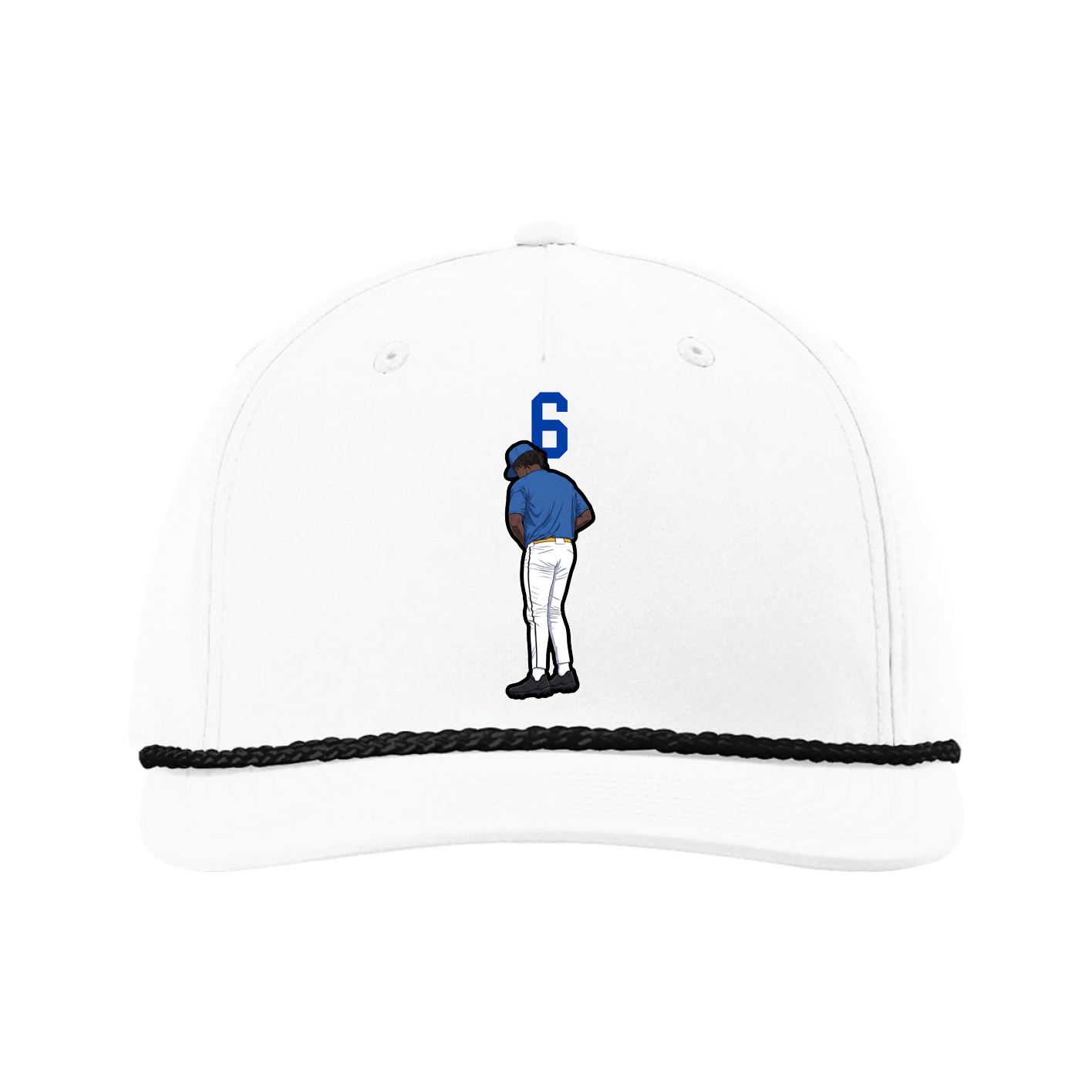 Five-Panel Classic Rope Cap — Number Top in White