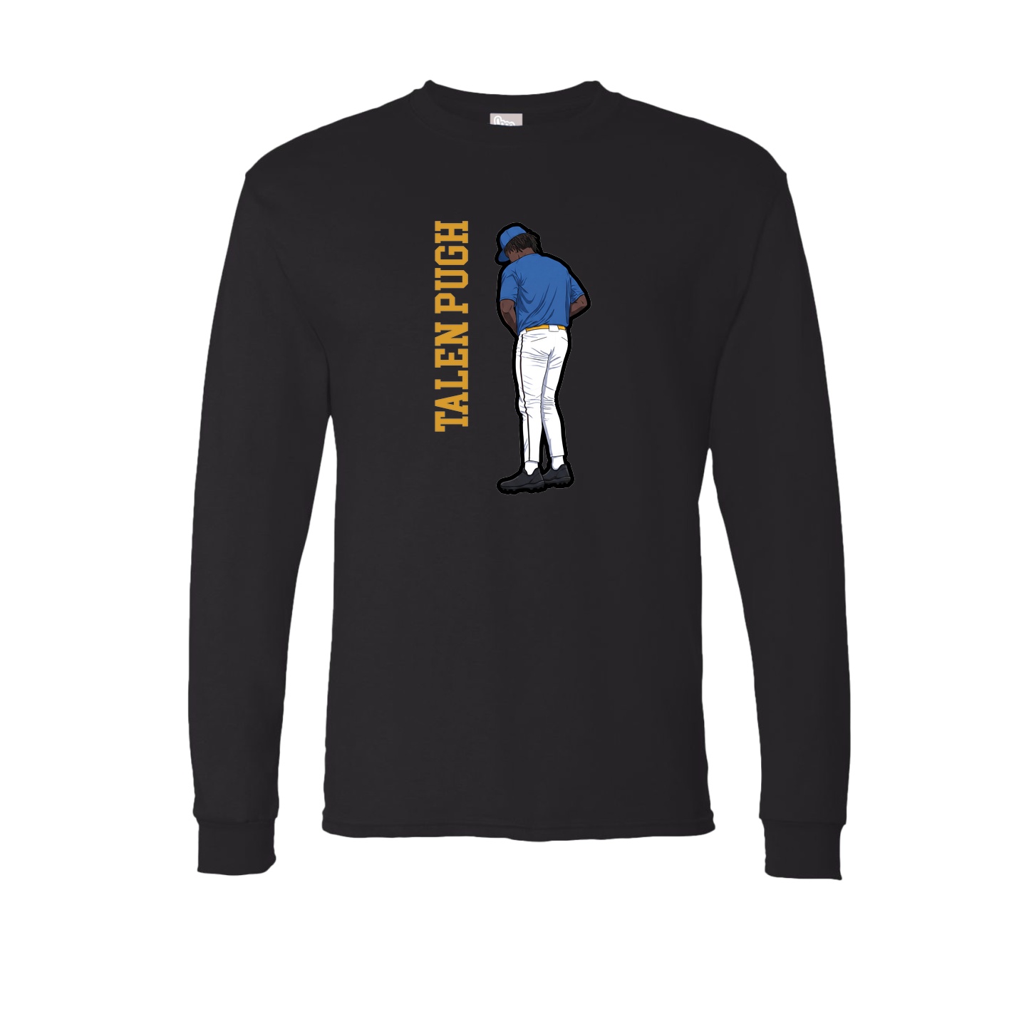 Long Sleeve Tee — Name Vertical in Black