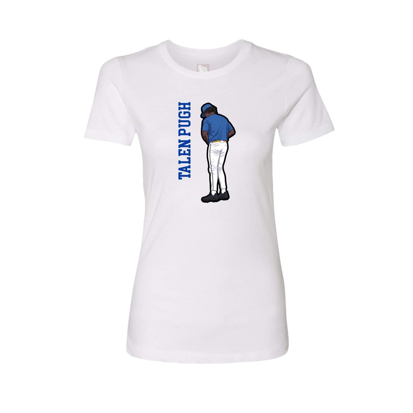 Womens Tee — Name Vertical in White