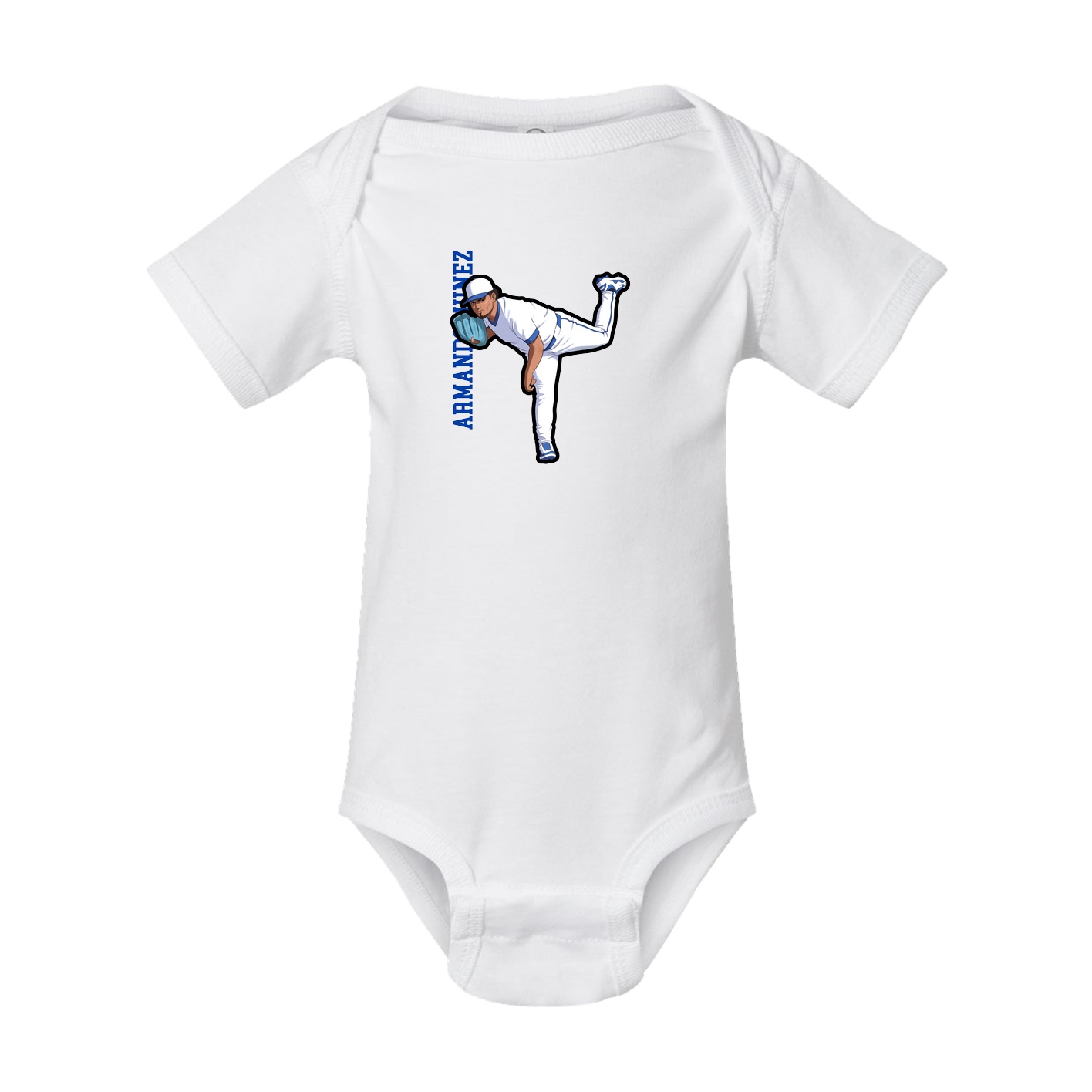 Baby Onesie — Name Vertical in White