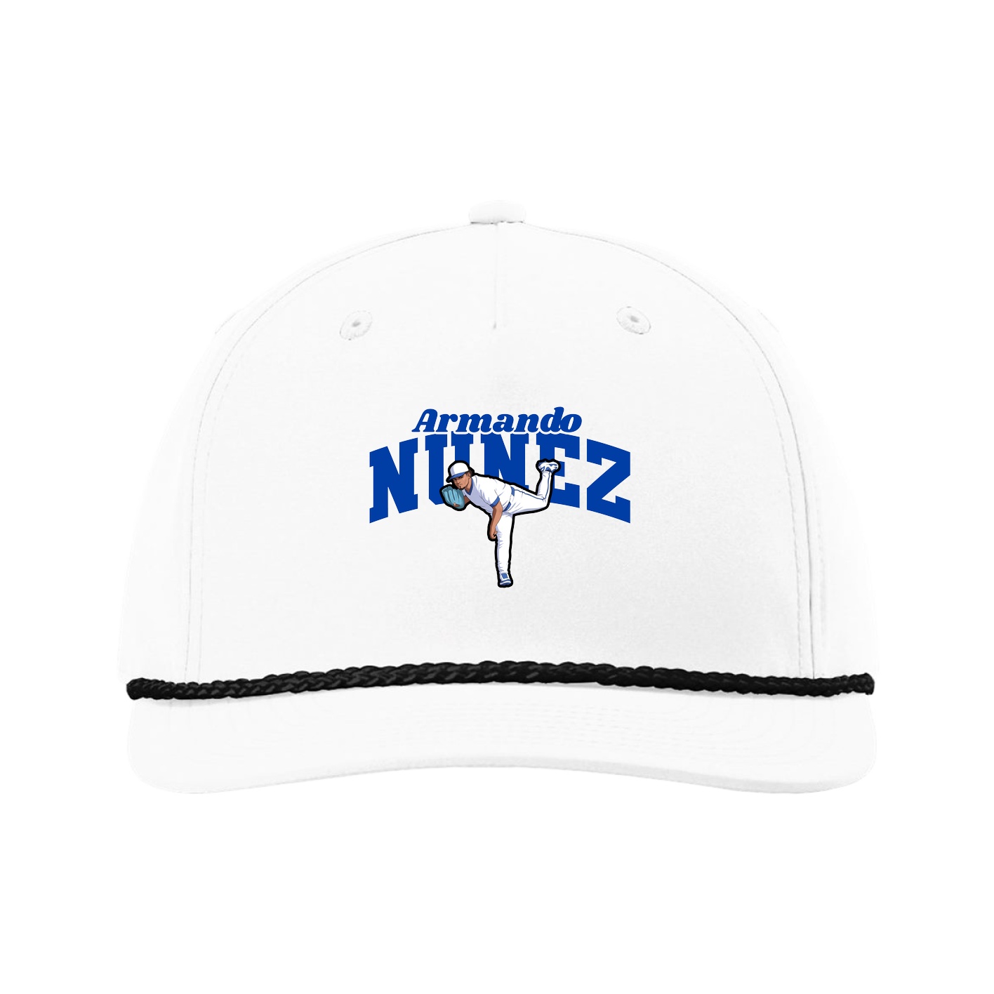 Five-Panel Classic Rope Cap — Signature Arch in White