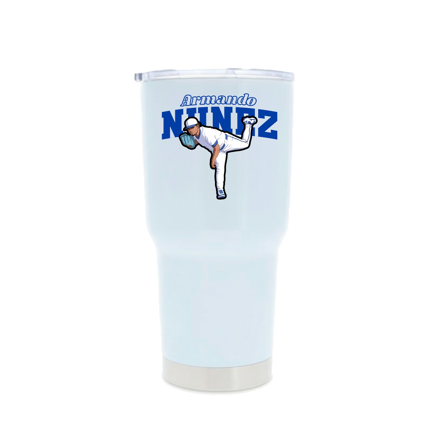30oz Stainless Steel Tumbler — Name Arch in White