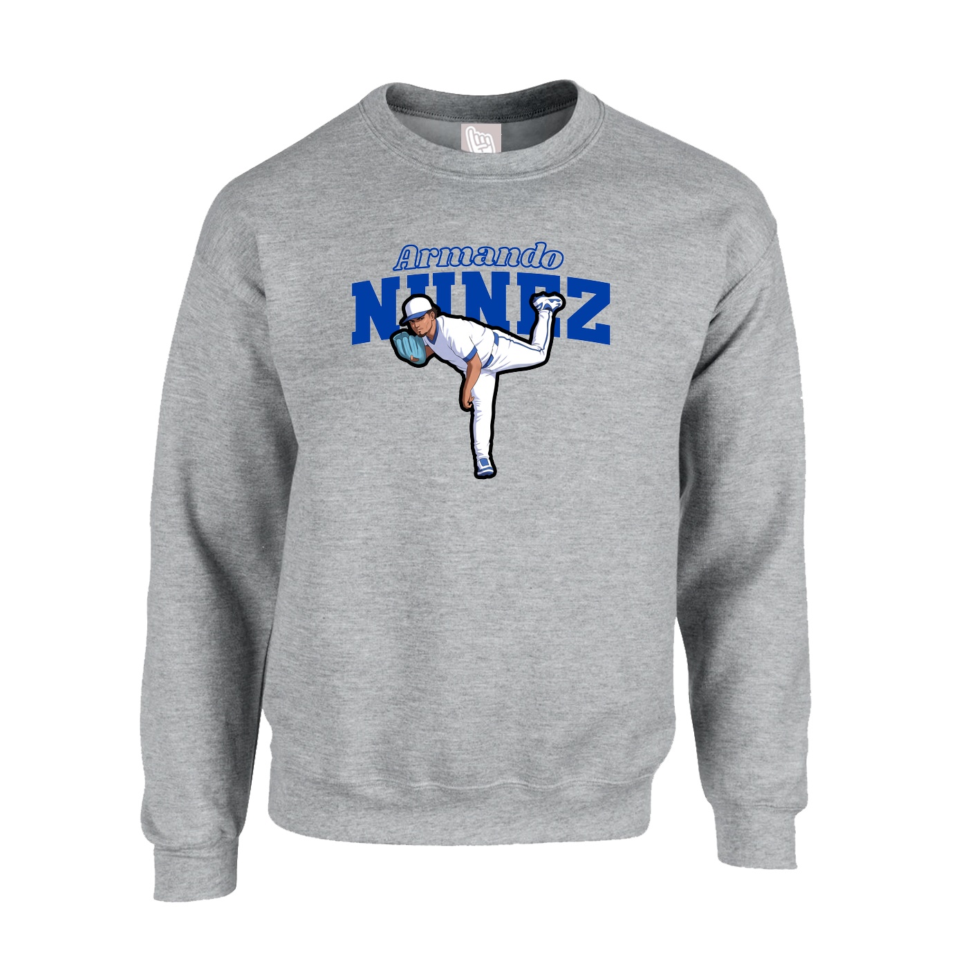 Fleece Crew — Name Arch in Grey