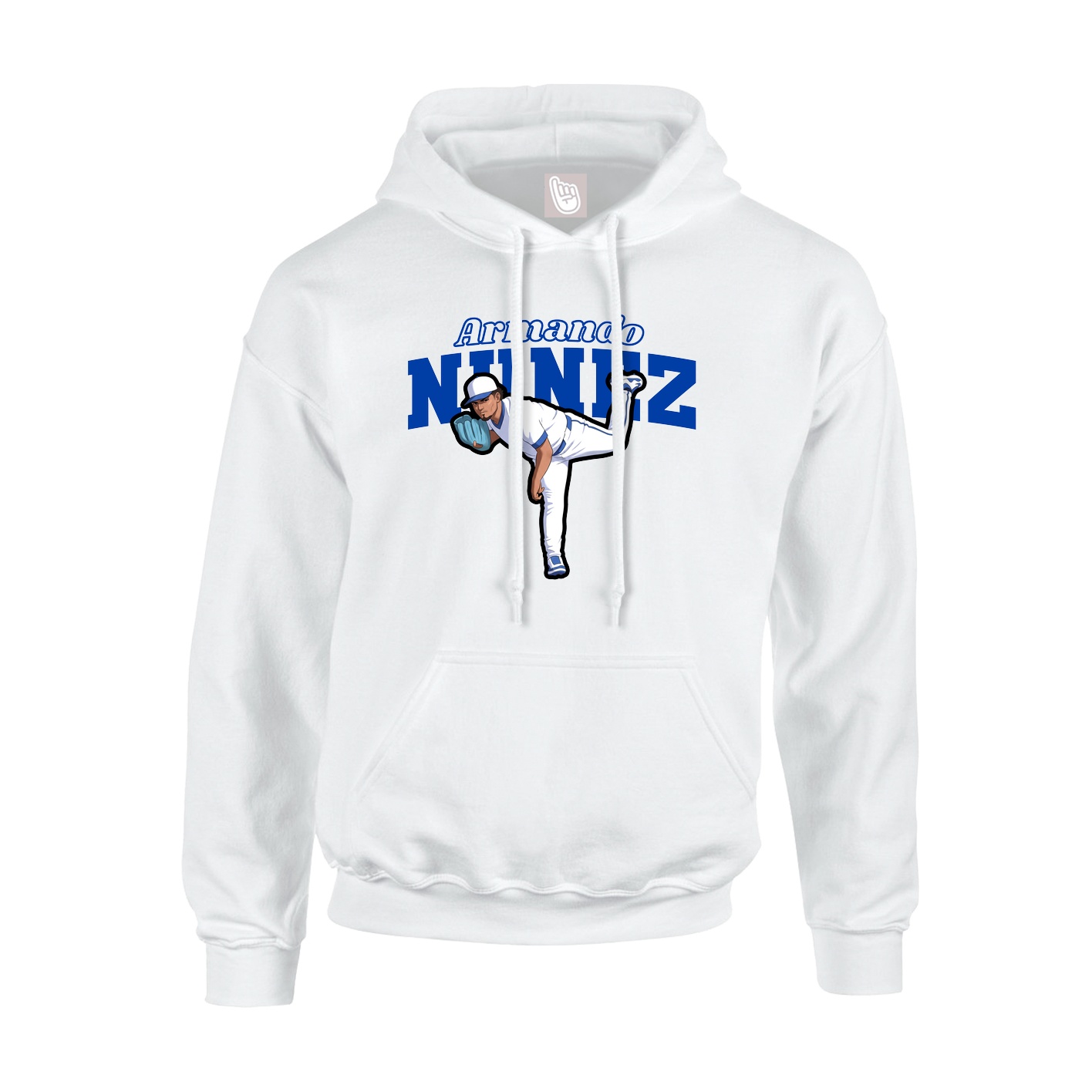 Youth Hoodie — Name Arch in White