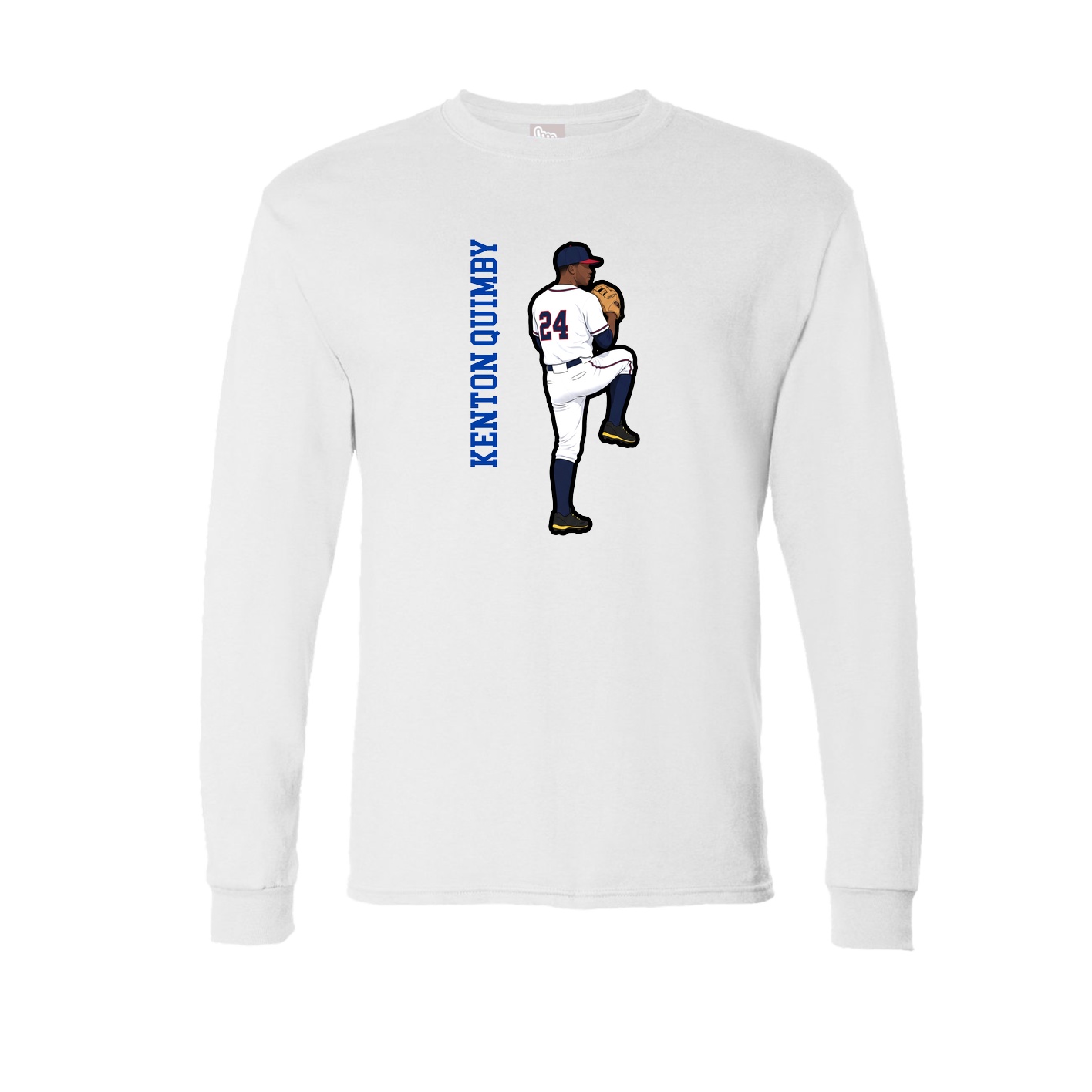 Long Sleeve Tee — Name Vertical in White