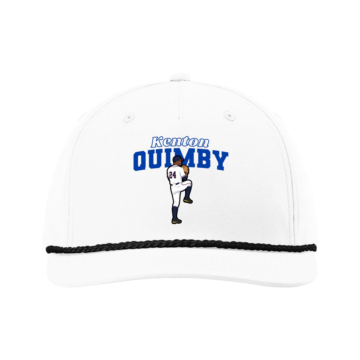 Five-Panel Classic Rope Cap — Name Arch in White