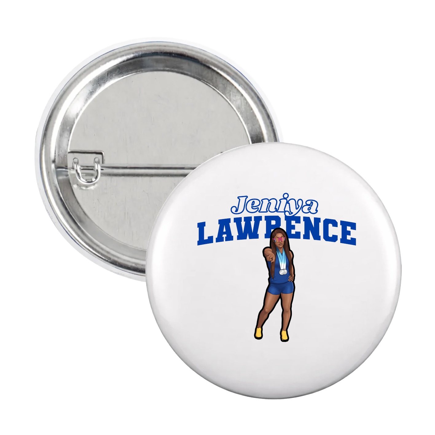Game Day Button — Name Arch in White