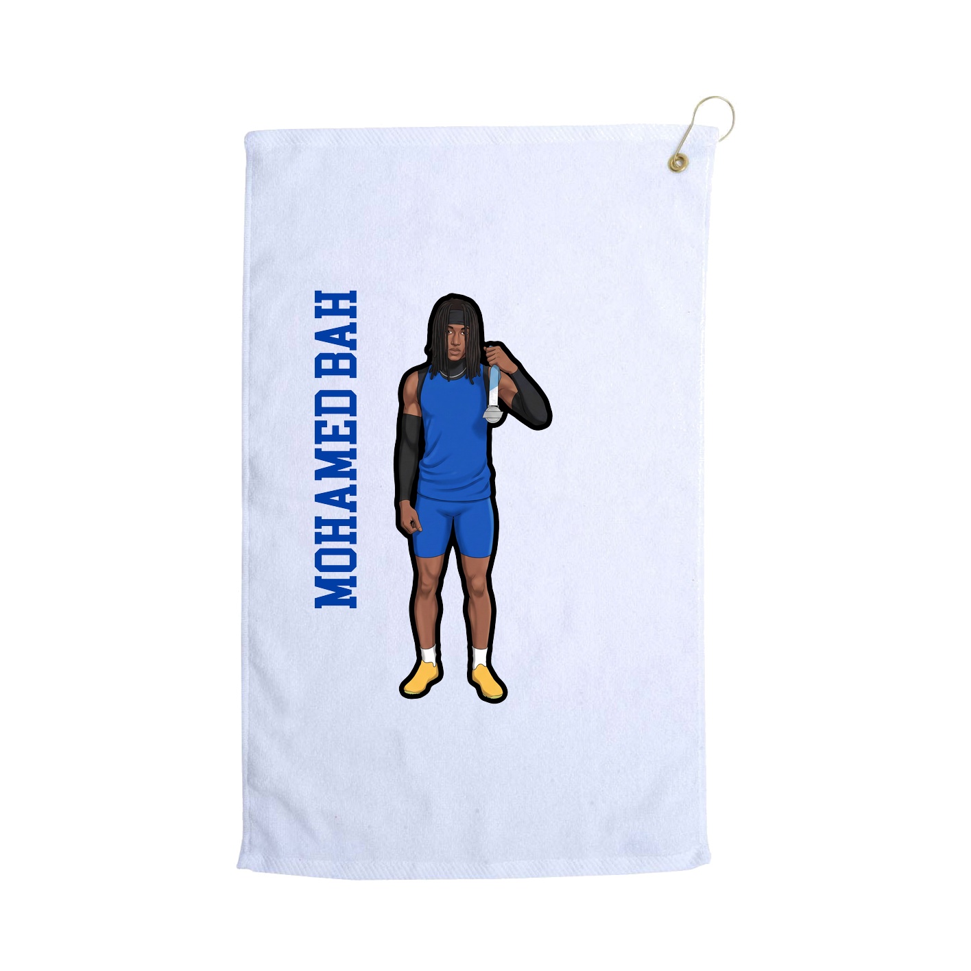 Golf Towel — Name Vertical in White